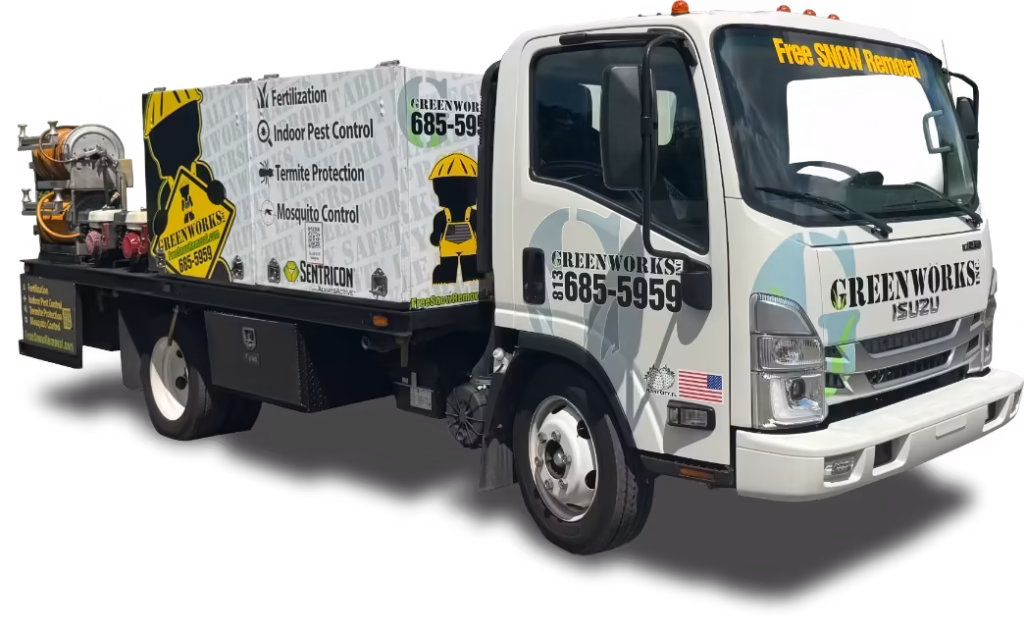 Commercial Pest Control Greenworks big lawn truck